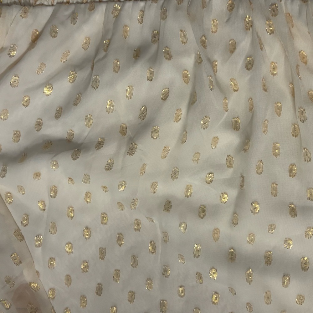 Lulus All The Cheers Cream and Gold Dotted Smocked Mini Dress Womens Size Medium - Picture 6 of 6